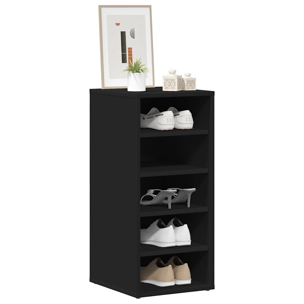 Schoenenkasten 2 st 31,5x35x70 cm bewerkt hout zwart is nu te koop bij PeponiXL, paradijselijk wonen!