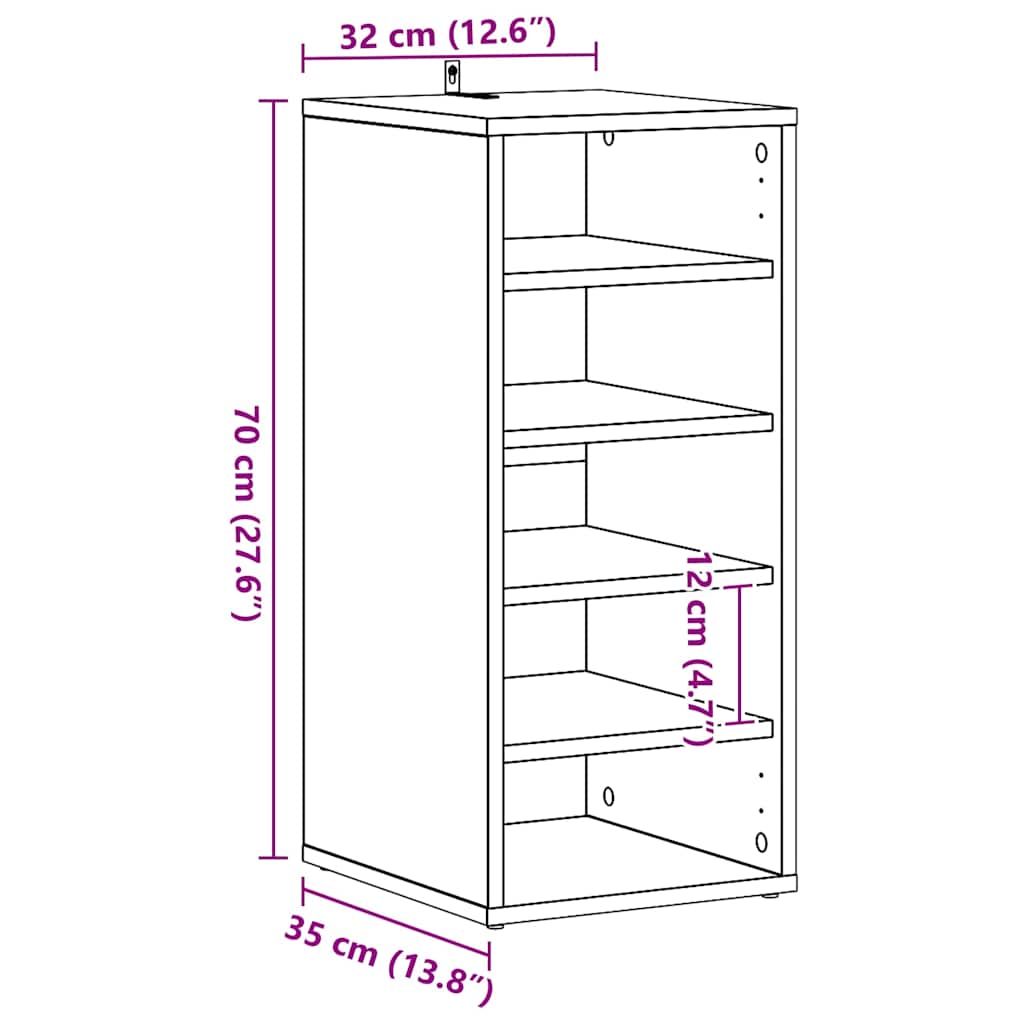 Schoenenkast 31,5x35x70 cm bewerkt hout sonoma eikenkleurig is nu te koop bij PeponiXL, paradijselijk wonen!