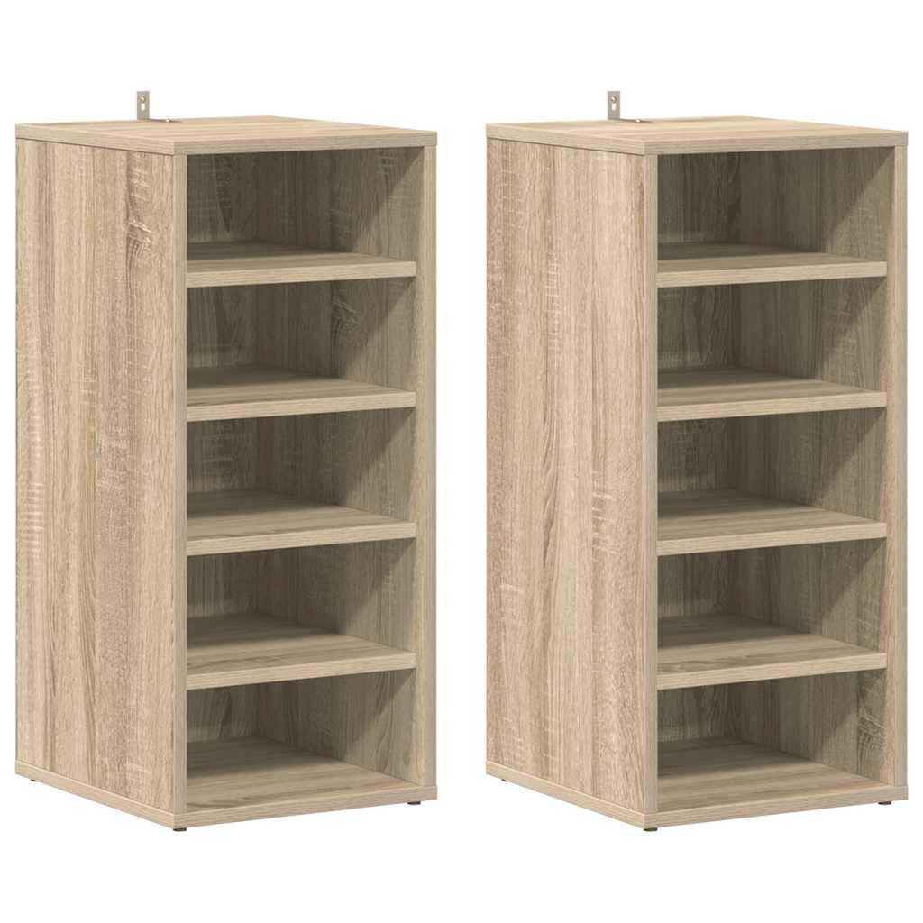 Schoenenkasten 2 st 31,5x35x70 cm hout sonoma eikenkleur is nu te koop bij PeponiXL, paradijselijk wonen!