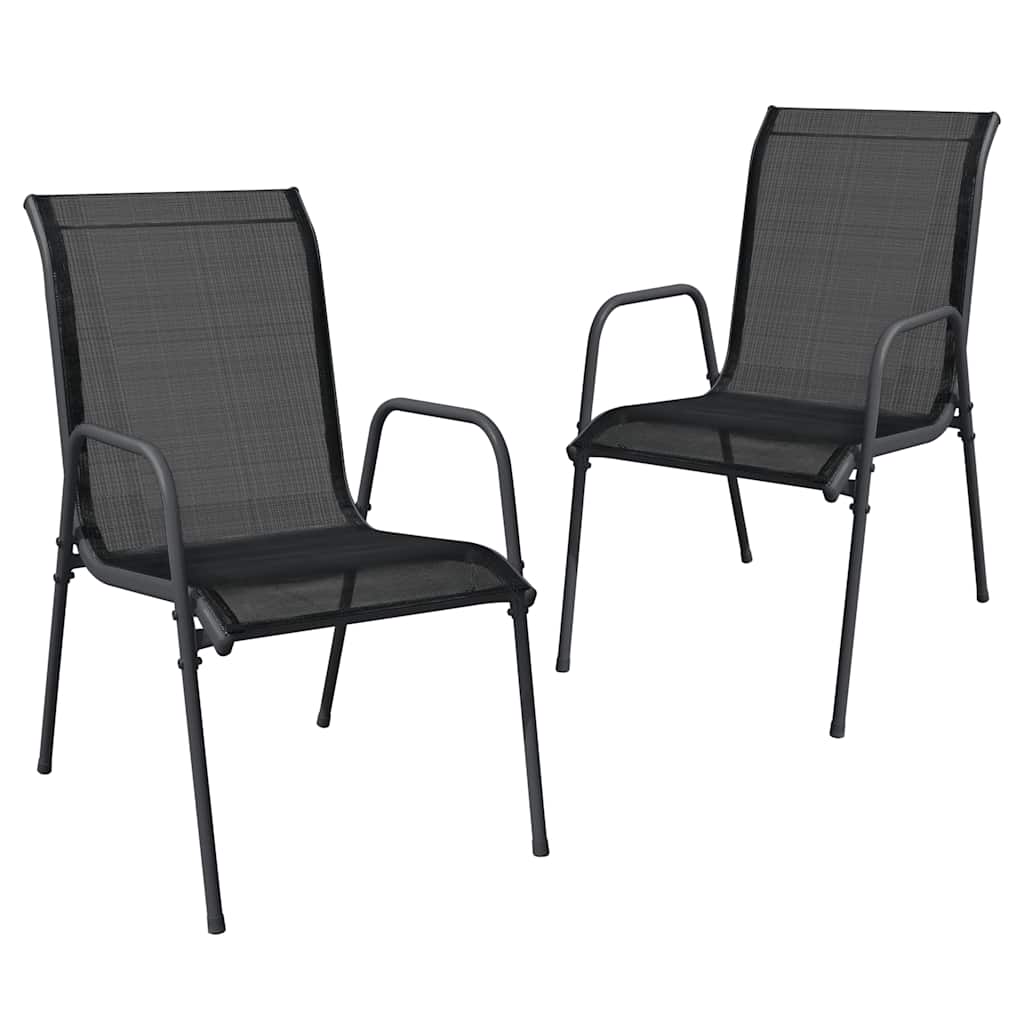 Tuinstoelen 2 st staal en textileen zwart is nu te koop bij PeponiXL, paradijselijk wonen!