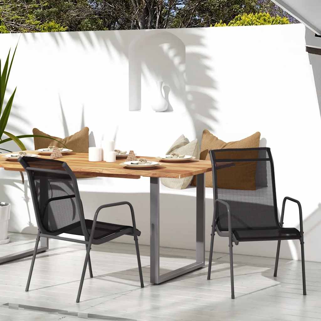 Tuinstoelen 2 st staal en textileen zwart is nu te koop bij PeponiXL, paradijselijk wonen!