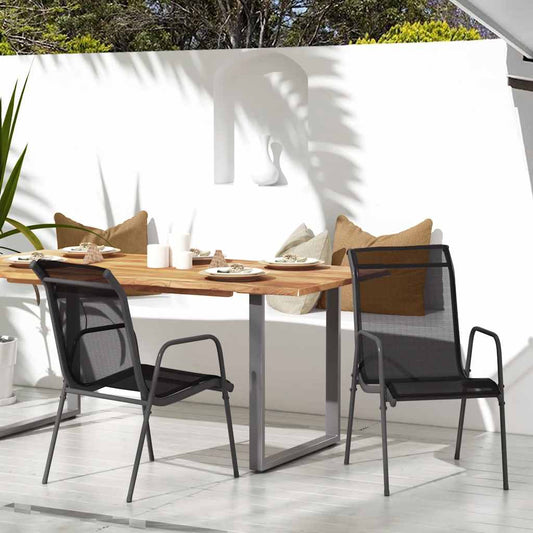Tuinstoelen 2 st staal en textileen zwart is nu te koop bij PeponiXL, paradijselijk wonen!