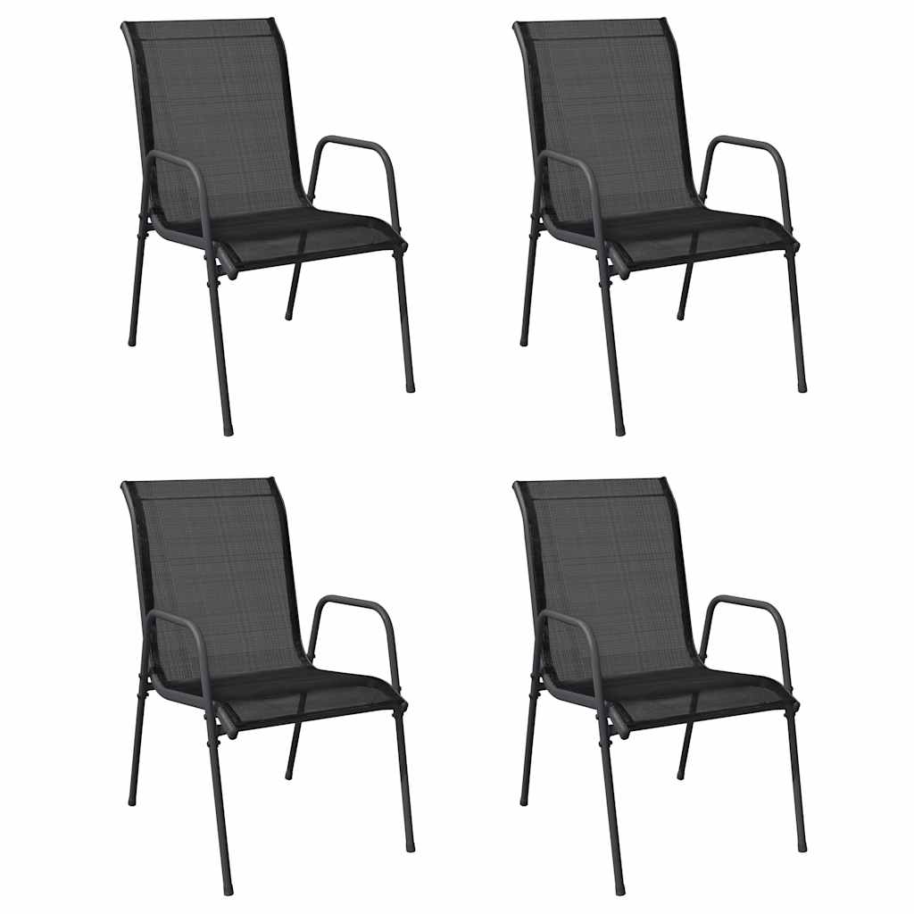 Tuinstoelen 4 st staal en textileen zwart is nu te koop bij PeponiXL, paradijselijk wonen!