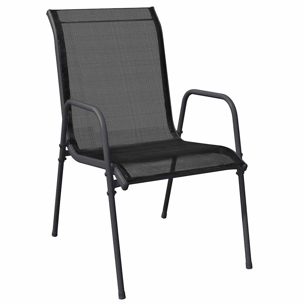 Tuinstoelen 4 st staal en textileen zwart is nu te koop bij PeponiXL, paradijselijk wonen!