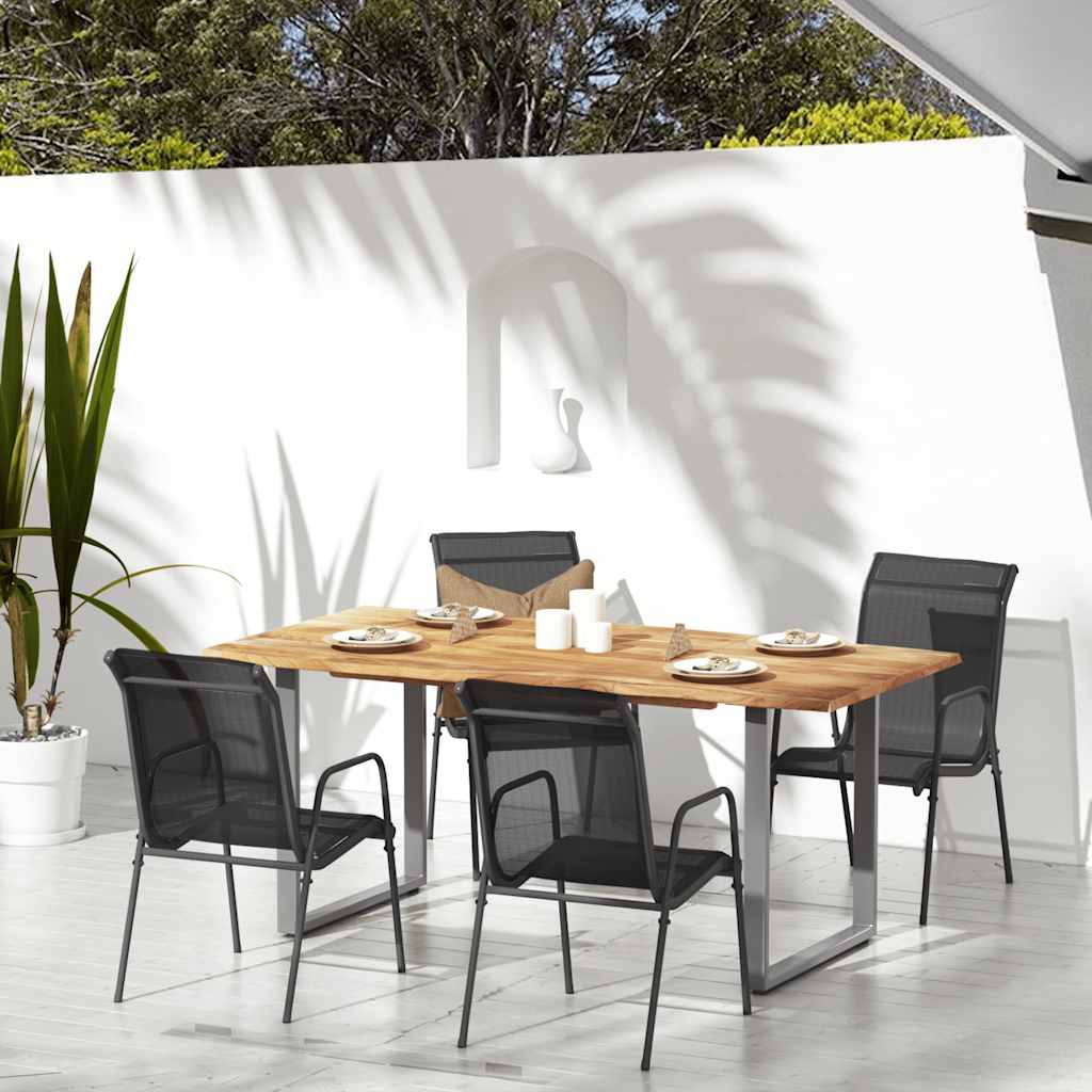 Tuinstoelen 4 st staal en textileen zwart is nu te koop bij PeponiXL, paradijselijk wonen!