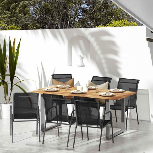 Tuinstoelen 6 st staal en textileen zwart is nu te koop bij PeponiXL, paradijselijk wonen!
