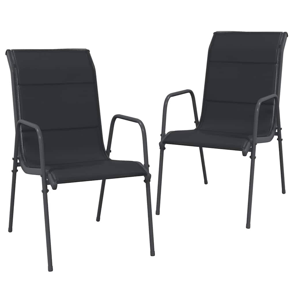 Tuinstoelen 2 st staal en textileen zwart is nu te koop bij PeponiXL, paradijselijk wonen!