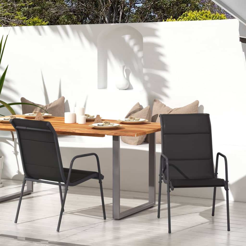 Tuinstoelen 2 st staal en textileen zwart is nu te koop bij PeponiXL, paradijselijk wonen!