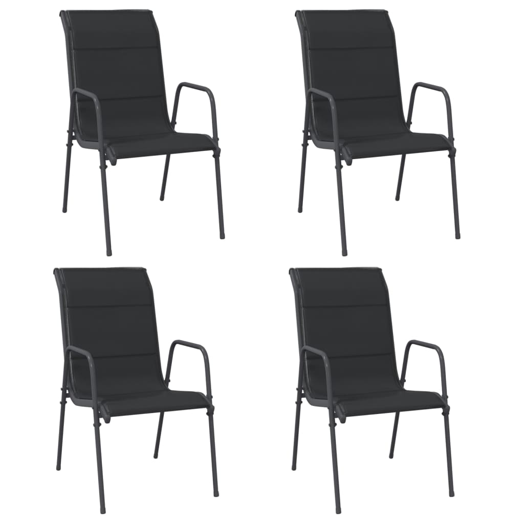 Tuinstoelen 4 st staal en textileen zwart is nu te koop bij PeponiXL, paradijselijk wonen!