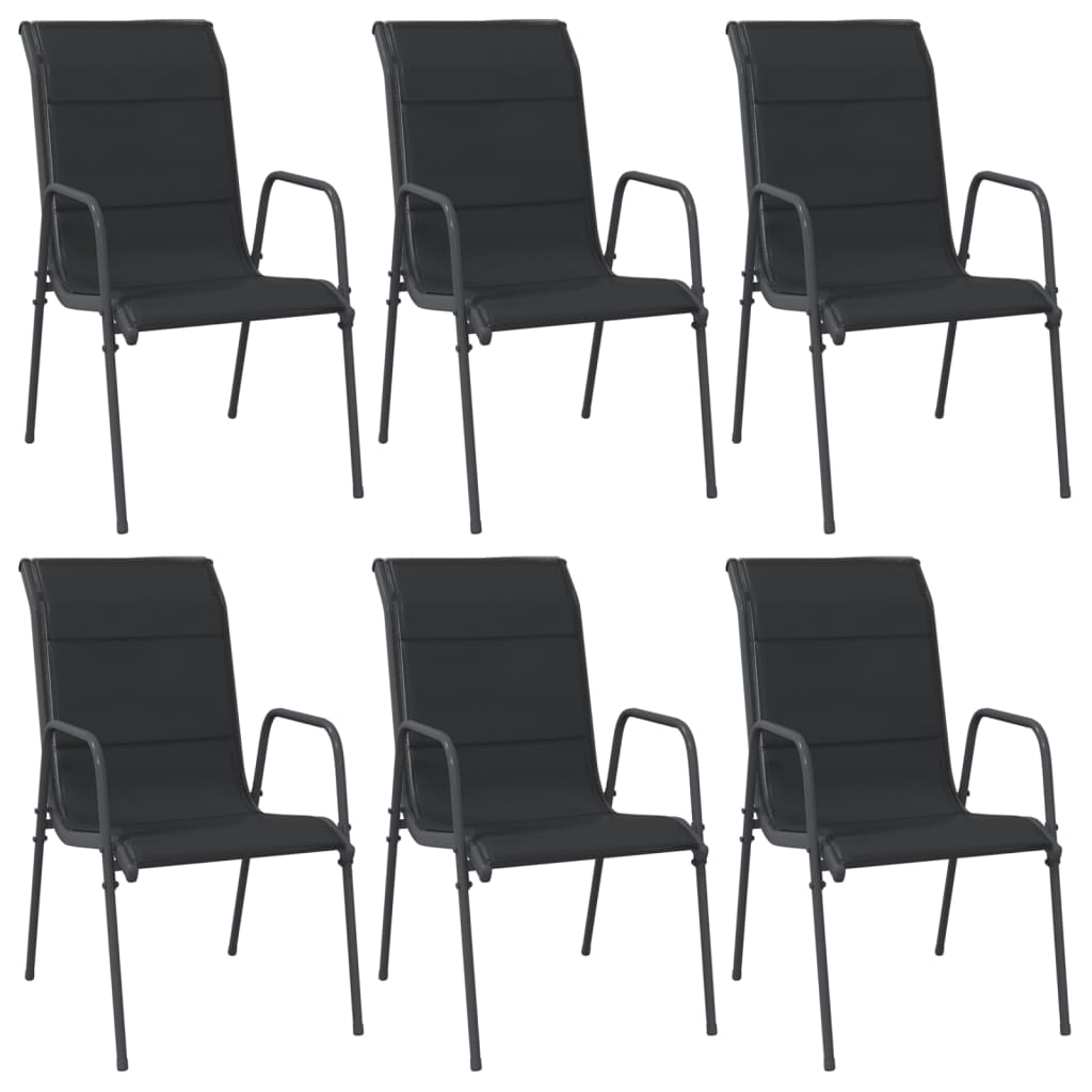 Tuinstoelen 6 st staal en textileen zwart is nu te koop bij PeponiXL, paradijselijk wonen!