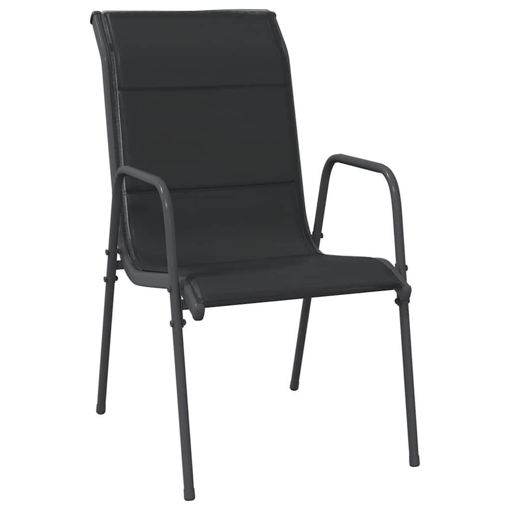 Tuinstoelen 6 st staal en textileen zwart is nu te koop bij PeponiXL, paradijselijk wonen!