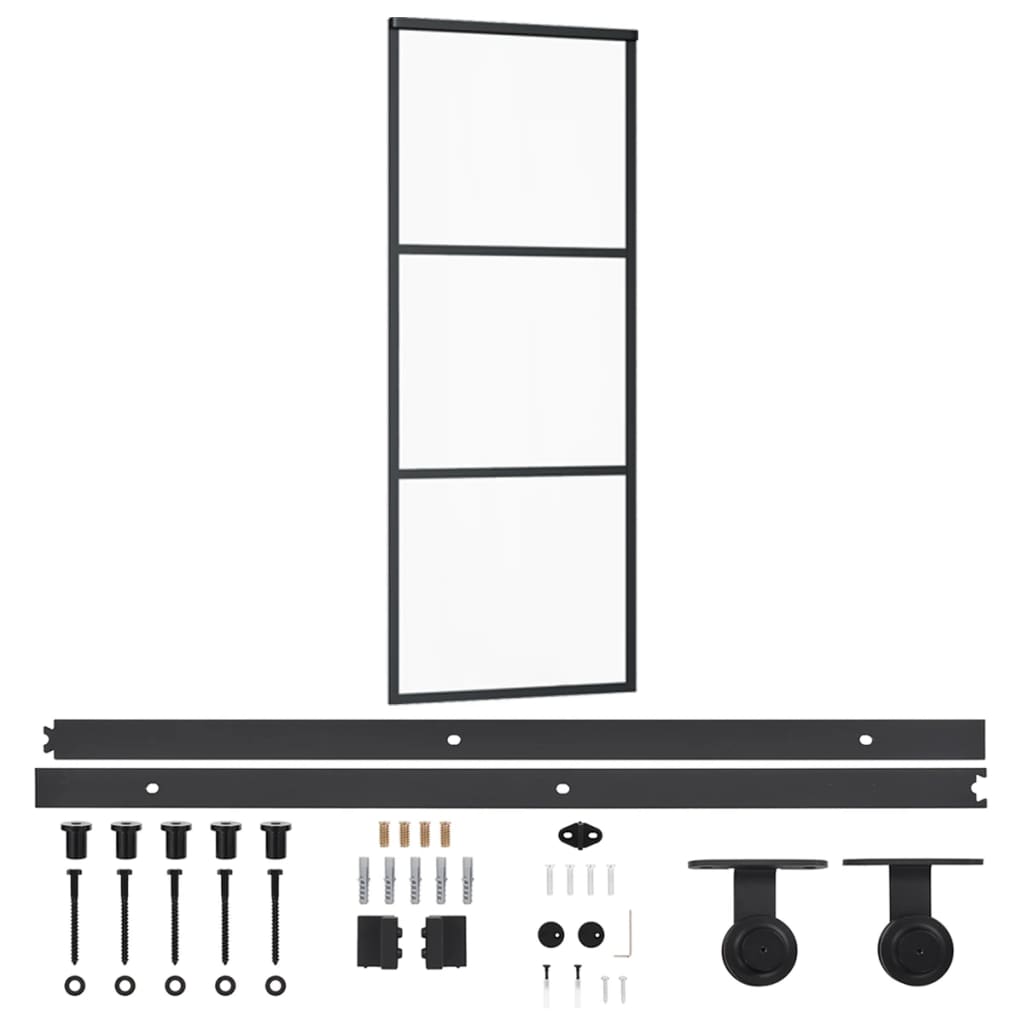 Schuifdeur met beslag 76x205 cm aluminium en ESG-glas is nu te koop bij PeponiXL, paradijselijk wonen!