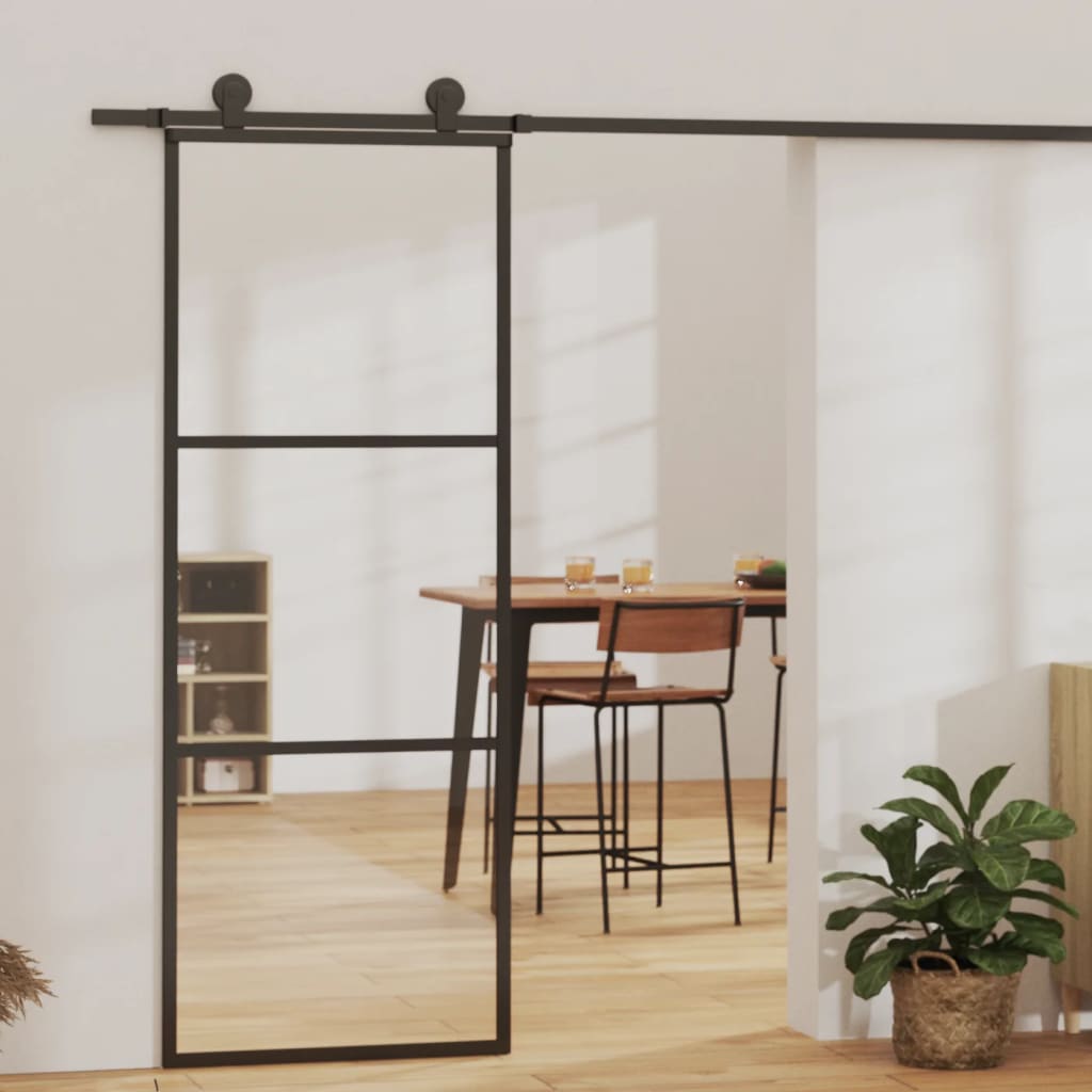 Schuifdeur met beslag 76x205 cm aluminium en ESG-glas is nu te koop bij PeponiXL, paradijselijk wonen!
