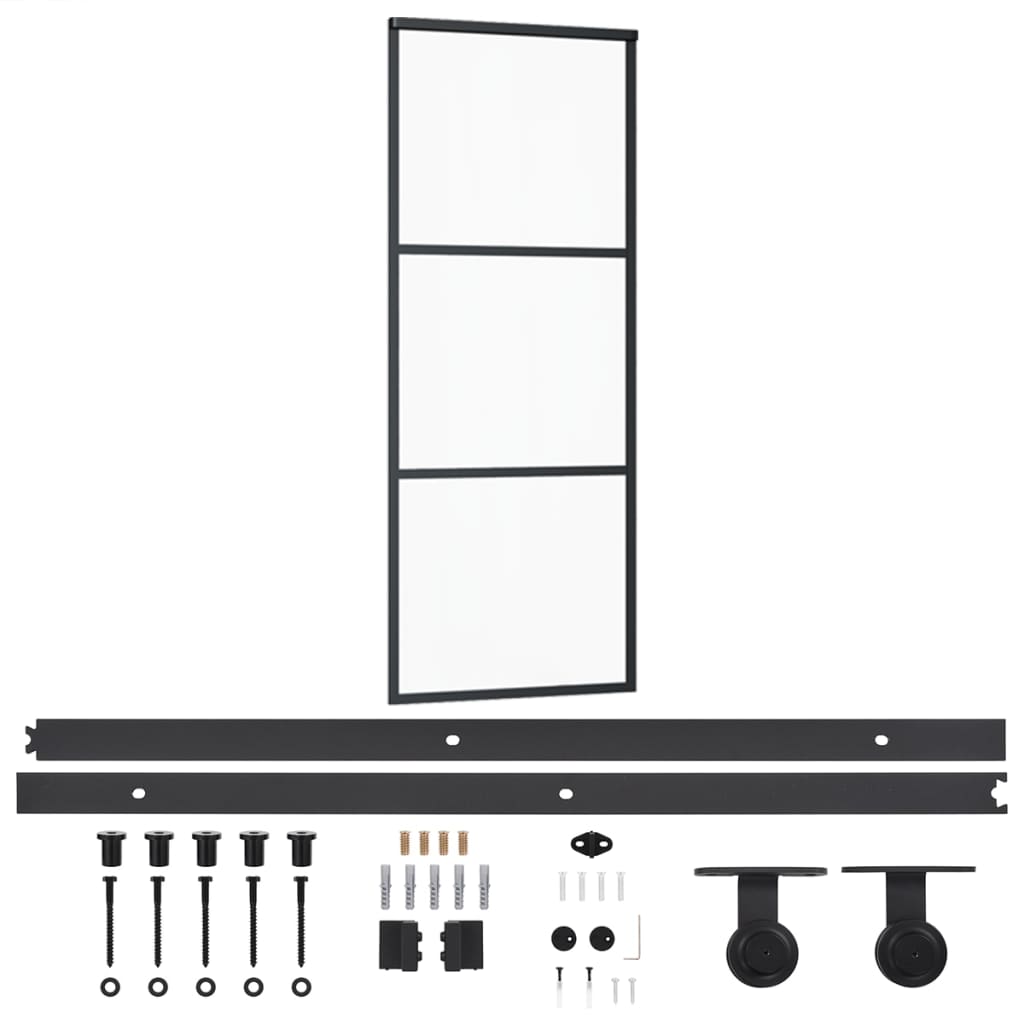 Schuifdeur met beslag 76x205 cm aluminium en ESG-glas is nu te koop bij PeponiXL, paradijselijk wonen!