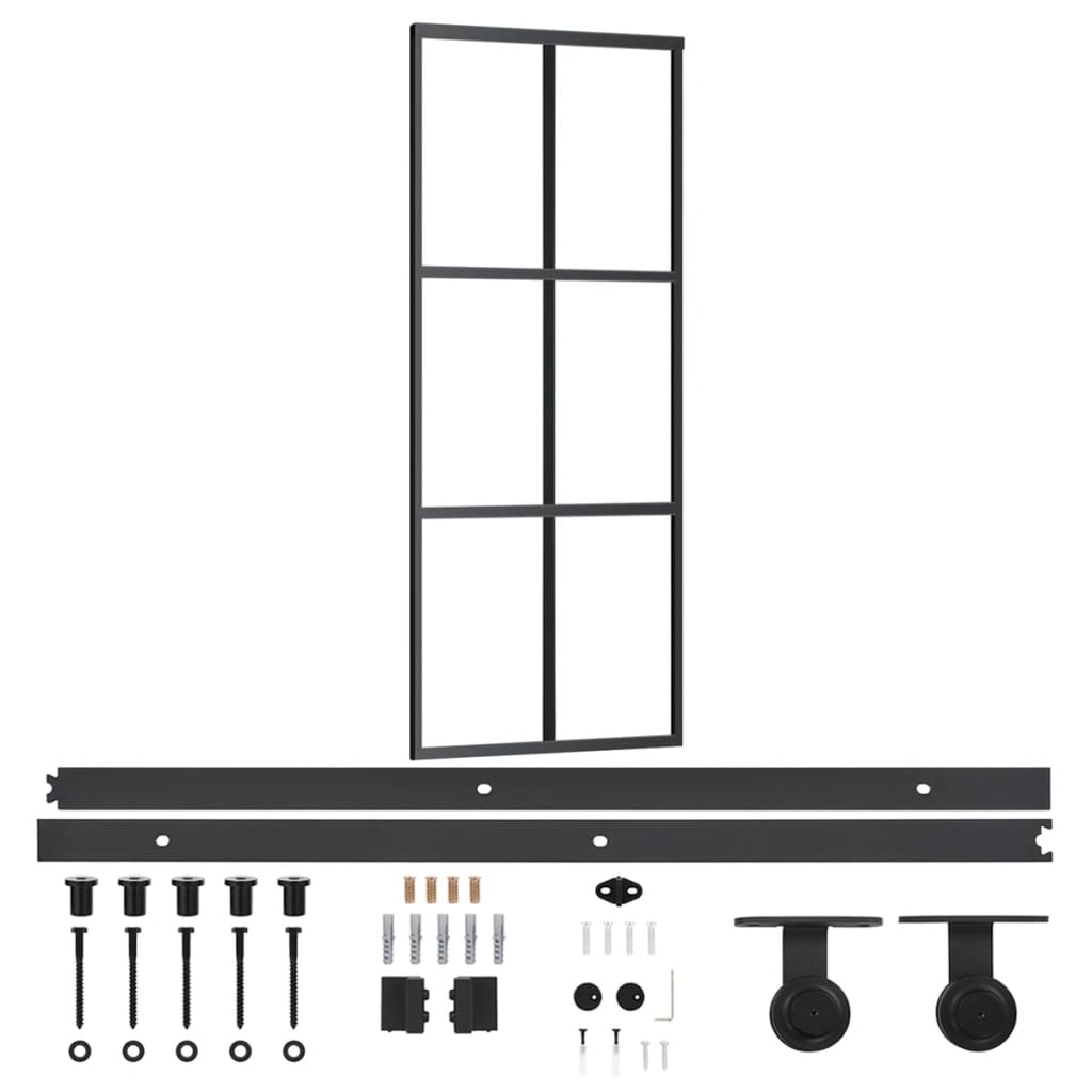 Schuifdeur met beslag 76x205 cm aluminium en ESG-glas is nu te koop bij PeponiXL, paradijselijk wonen!