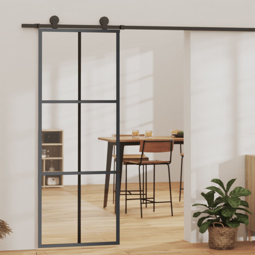 Schuifdeur met beslag 76x205 cm aluminium en ESG-glas is nu te koop bij PeponiXL, paradijselijk wonen!