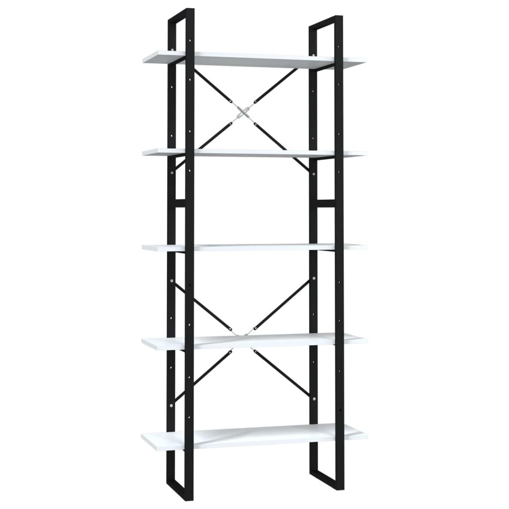 Boekenkast met 5 schappen 80x30x175 cm bewerkt hout wit is nu te koop bij PeponiXL, paradijselijk wonen!