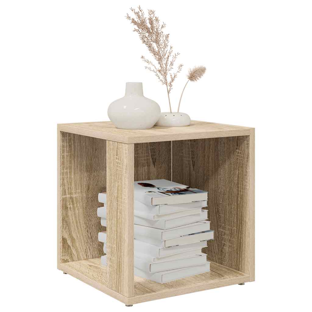 Bijzettafel 33x33x34,5 cm bewerkt hout sonoma eikenkleurig is nu te koop bij PeponiXL, paradijselijk wonen!