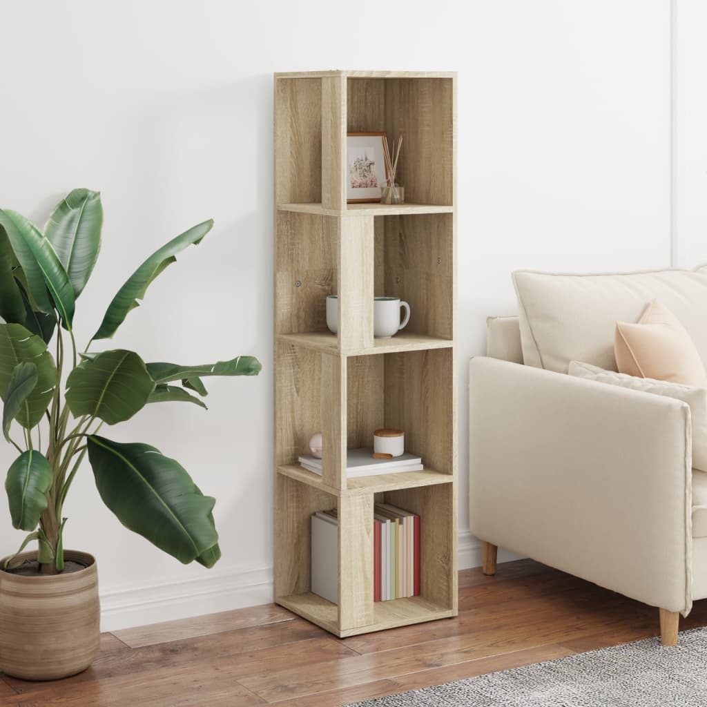 Hoekkast 33x33x132 cm bewerkt hout sonoma eikenkleurig is nu te koop bij PeponiXL, paradijselijk wonen!
