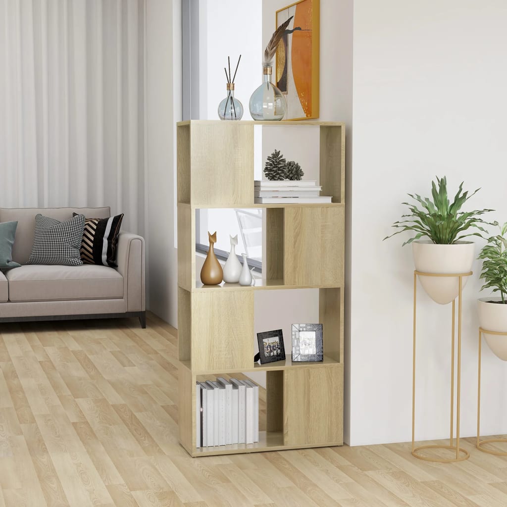 Boekenkast/kamerscherm 60x24x124,5 cm bewerkt hout sonoma eiken is nu te koop bij PeponiXL, paradijselijk wonen!