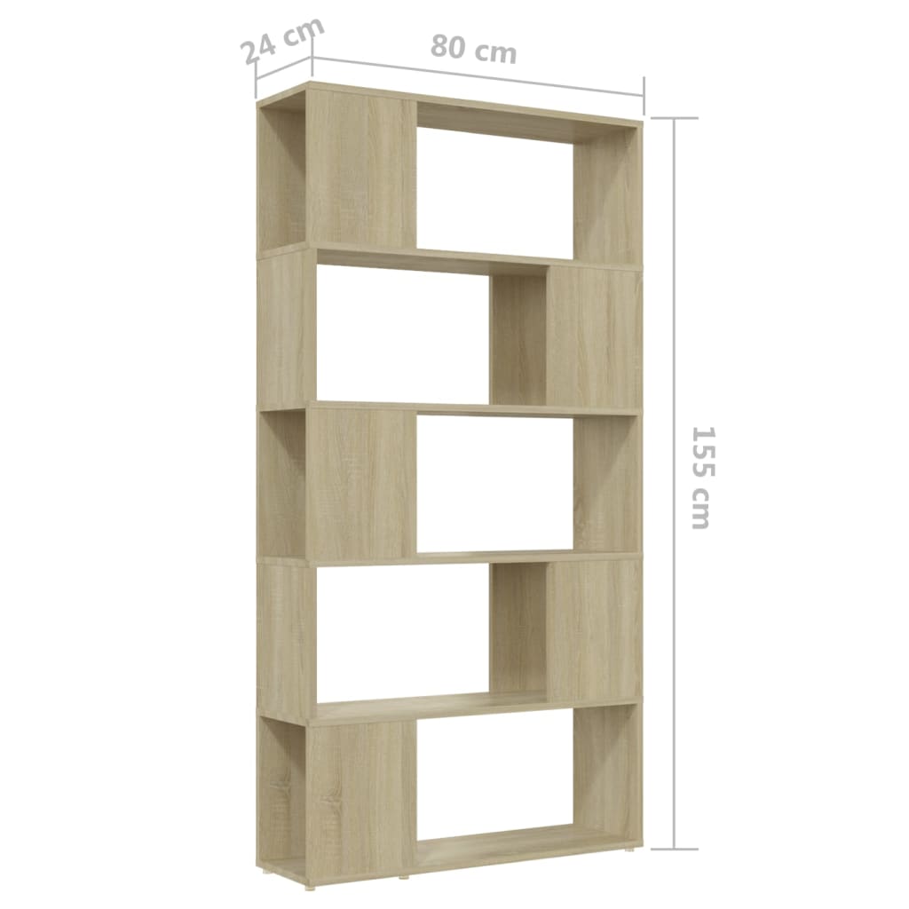 Boekenkast/kamerscherm 80x24x155 cm bewerkt hout sonoma eiken is nu te koop bij PeponiXL, paradijselijk wonen!