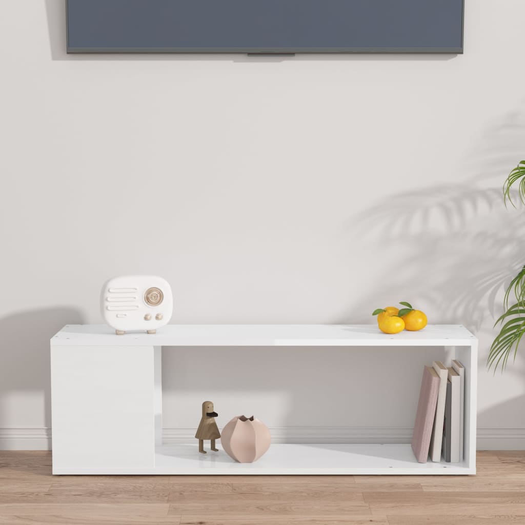 Tv-meubel 100x24x32 cm bewerkt hout hoogglans wit is nu te koop bij PeponiXL, paradijselijk wonen!