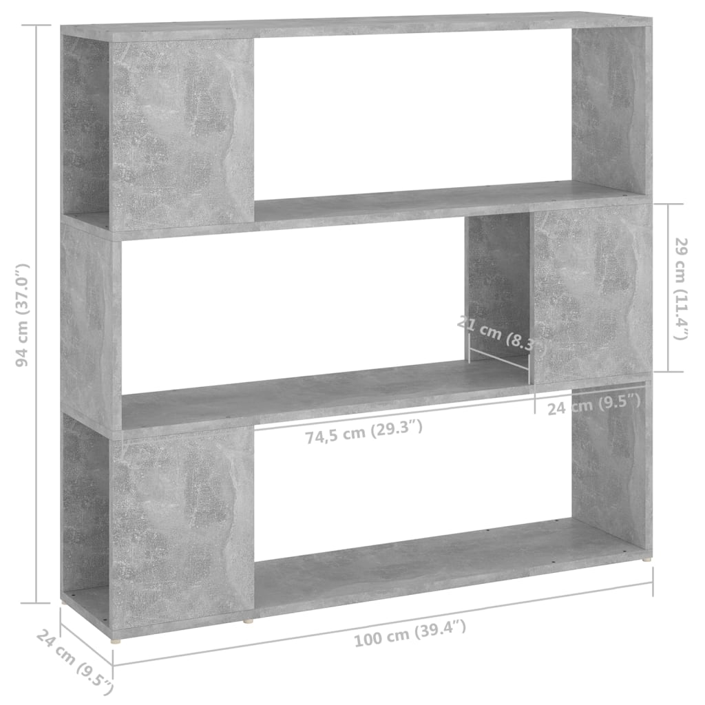 Boekenkast/kamerscherm 100x24x94 cm betongrijs is nu te koop bij PeponiXL, paradijselijk wonen!