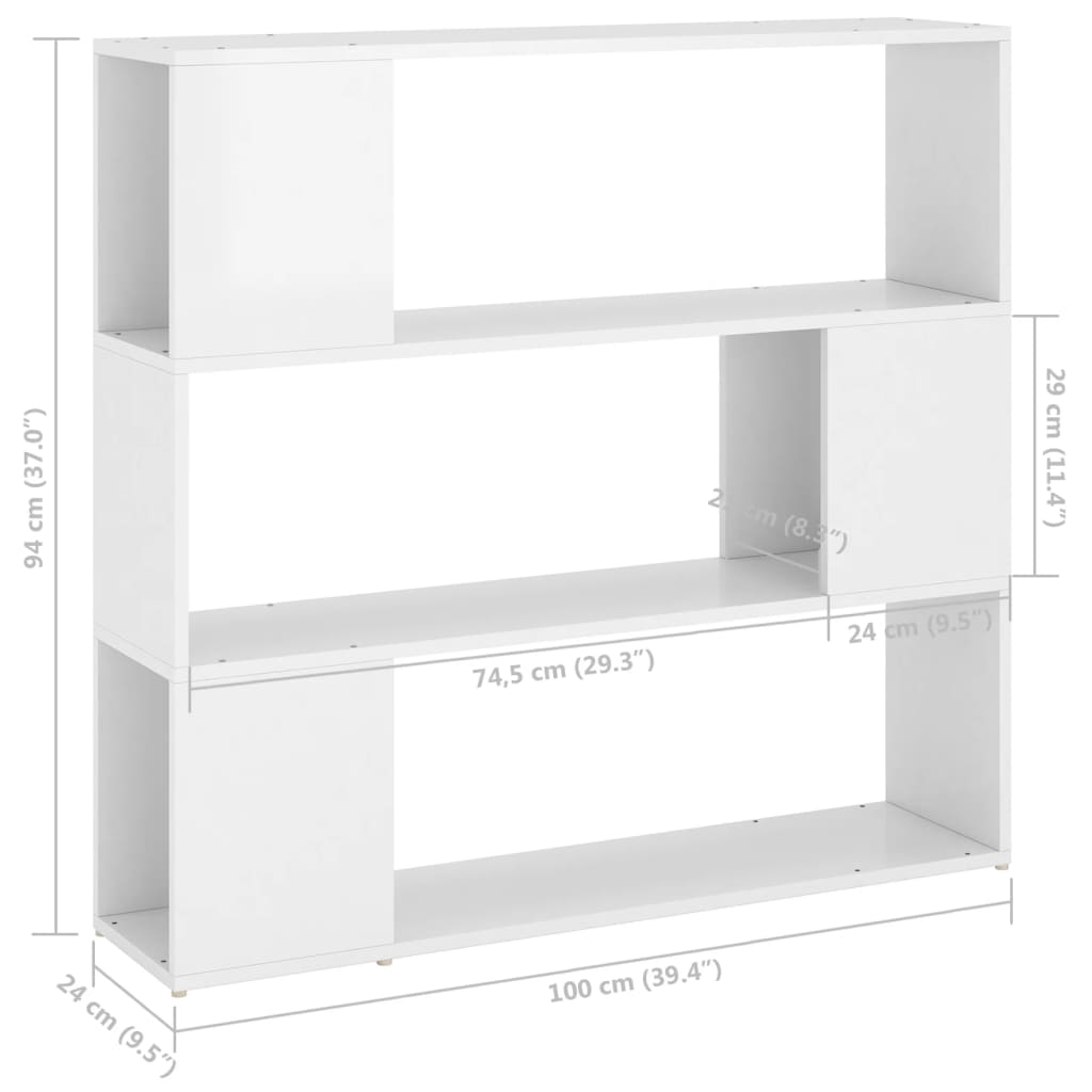 Boekenkast/kamerscherm 100x24x94 cm hoogglans wit is nu te koop bij PeponiXL, paradijselijk wonen!