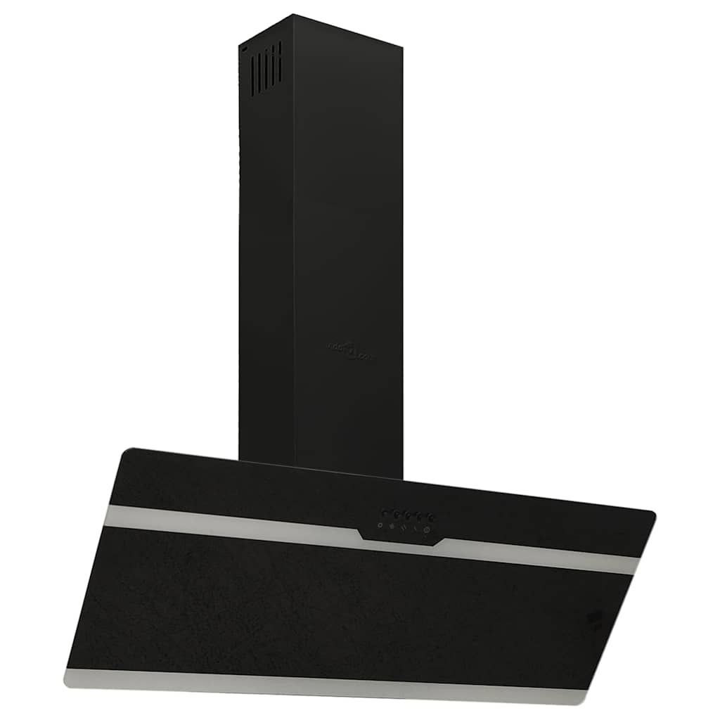 Wandafzuigkap 90 cm staal en gehard glas zwart