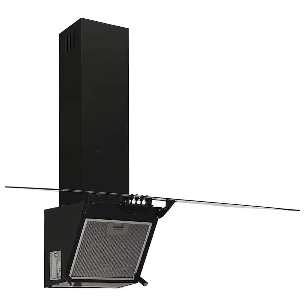 Wandafzuigkap 90 cm staal en gehard glas zwart