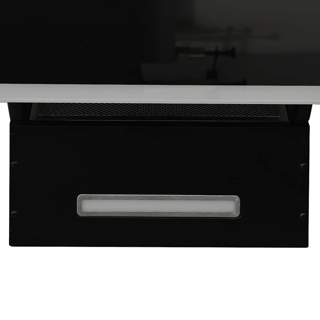 Wandafzuigkap 90 cm staal en gehard glas zwart