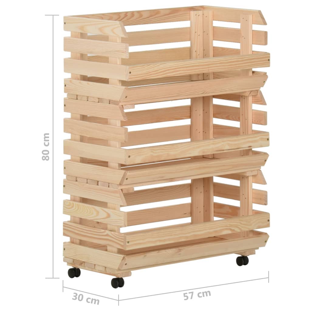 Groentetrolley 57x30x80 cm massief grenenhout is nu te koop bij PeponiXL, paradijselijk wonen!