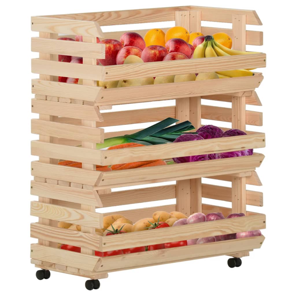 Groentetrolley 77x30x80 cm massief grenenhout is nu te koop bij PeponiXL, paradijselijk wonen!