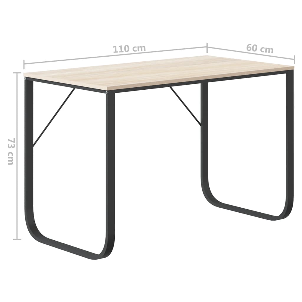Computerbureau 110x60x73 cm spaanplaat zwart en eikenkleurig is nu te koop bij PeponiXL, paradijselijk wonen!
