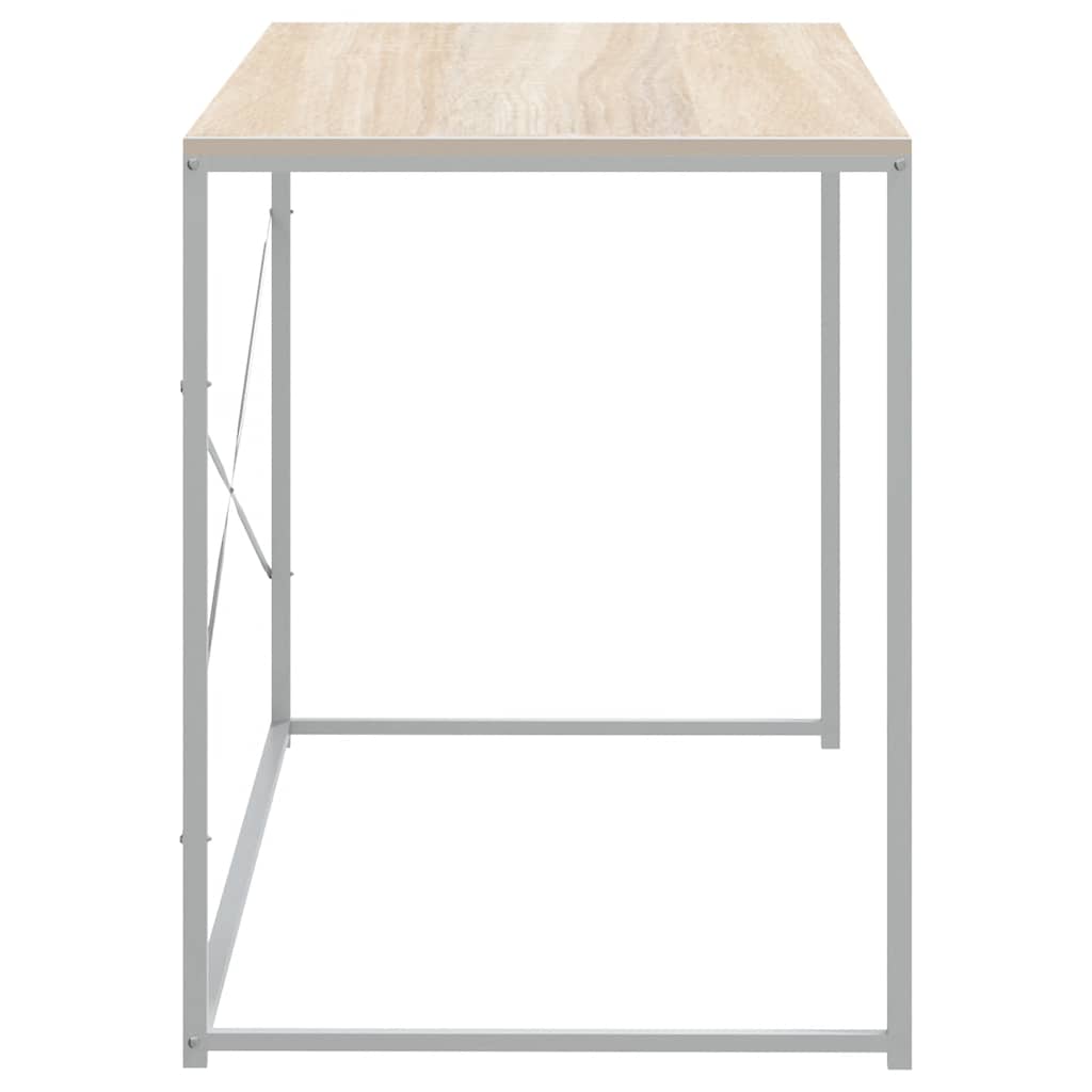 Computerbureau 110x60x70 cm bewerkt hout wit en eikenkleurig