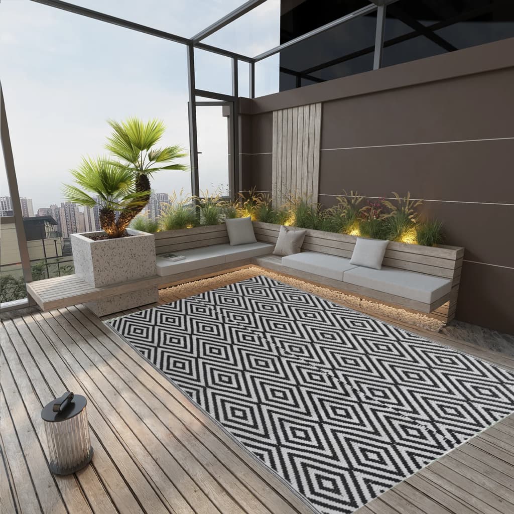 Buitenkleed ARAKIL 140x200 cm polypropeen zwart is nu te koop bij PeponiXL, paradijselijk wonen!