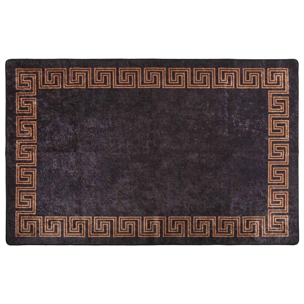 Vloerkleed wasbaar 80x150 cm zwart en goudkleurig is nu te koop bij PeponiXL, paradijselijk wonen!
