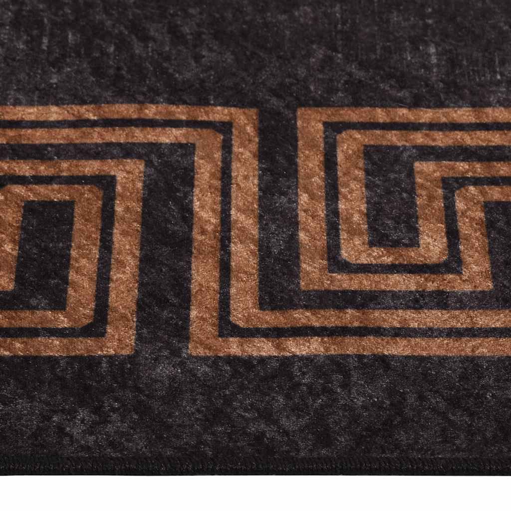 Vloerkleed wasbaar 80x150 cm zwart en goudkleurig is nu te koop bij PeponiXL, paradijselijk wonen!