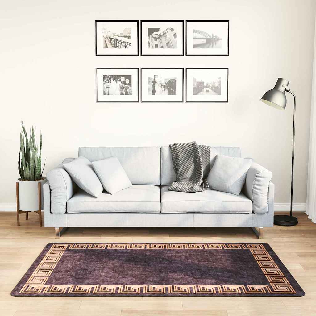 Vloerkleed wasbaar 80x150 cm zwart en goudkleurig is nu te koop bij PeponiXL, paradijselijk wonen!