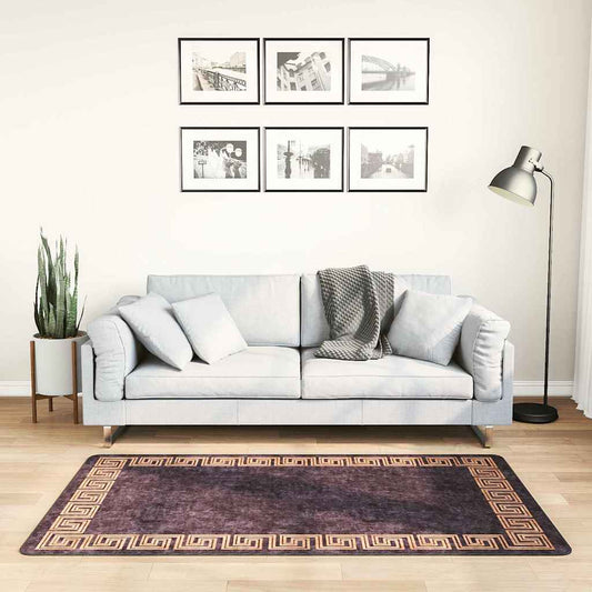 Vloerkleed wasbaar 80x150 cm zwart en goudkleurig is nu te koop bij PeponiXL, paradijselijk wonen!