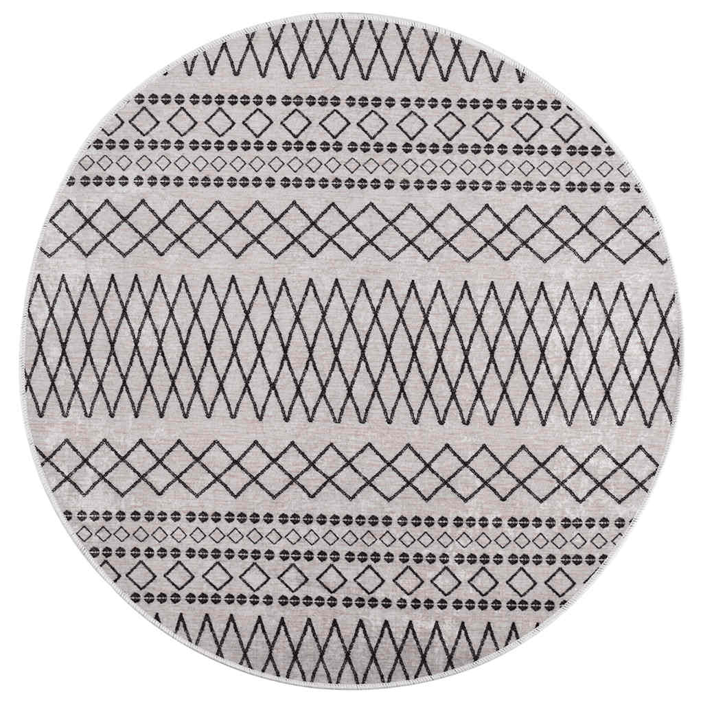 Vloerkleed wasbaar ø120 cm zwart en wit