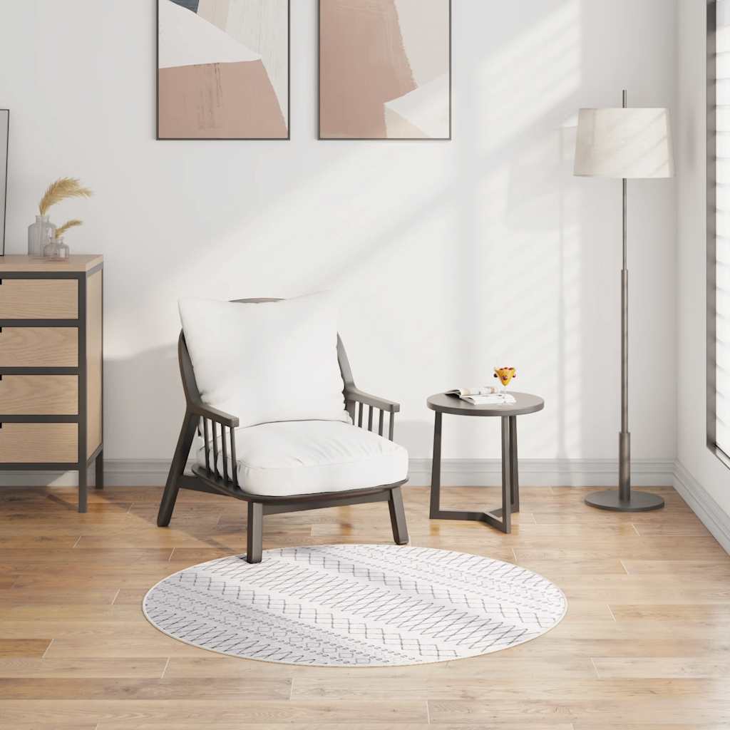 Vloerkleed wasbaar ø120 cm zwart en wit