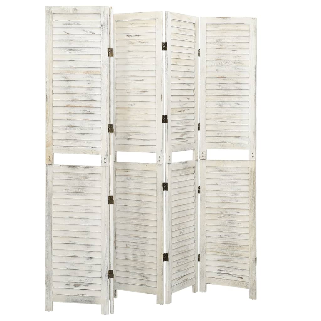 Kamerscherm met 5 panelen 178,5x166 cm massief hout antiekwit is nu te koop bij PeponiXL, paradijselijk wonen!