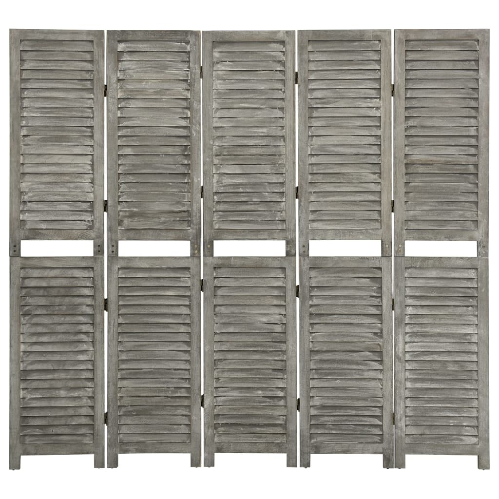 Kamerscherm met 5 panelen 179x166 cm massief hout grijs is nu te koop bij PeponiXL, paradijselijk wonen!