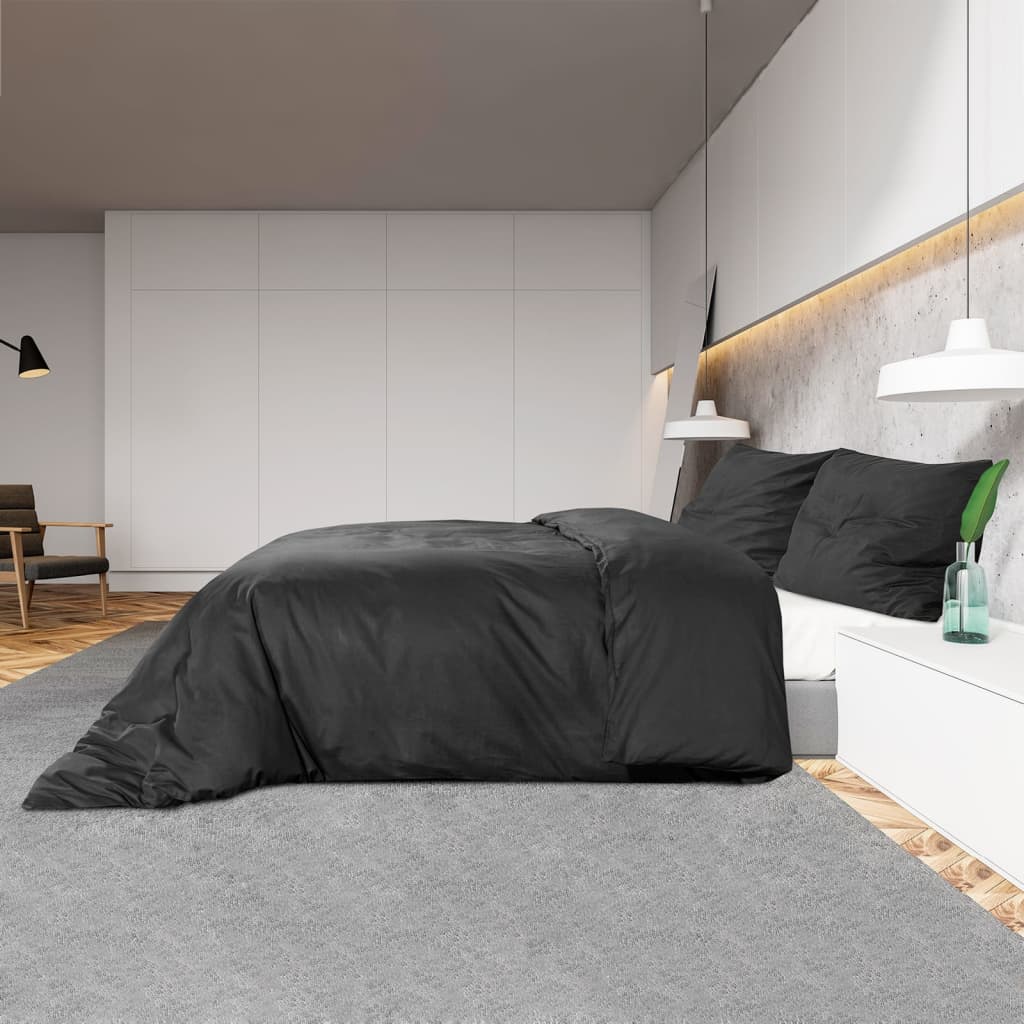 Dekbedovertrekset lichtgewicht 200x220 cm microvezel zwart is nu te koop bij PeponiXL, paradijselijk wonen!