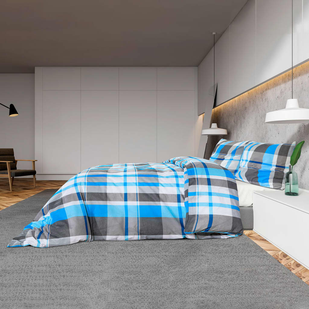 Dekbedovertrekset 220x240 cm katoen blauw en grijs is nu te koop bij PeponiXL, paradijselijk wonen!