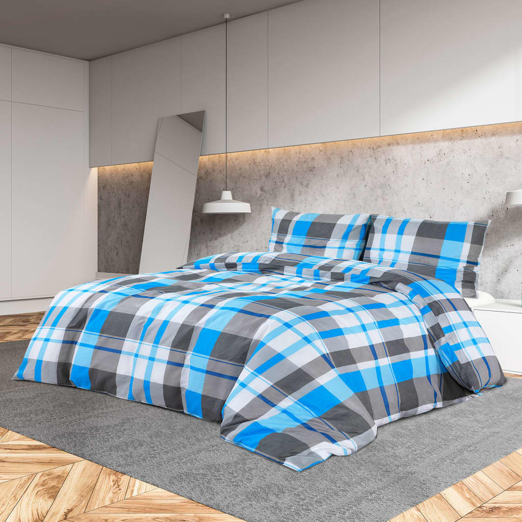 Dekbedovertrekset 220x240 cm katoen blauw en grijs is nu te koop bij PeponiXL, paradijselijk wonen!