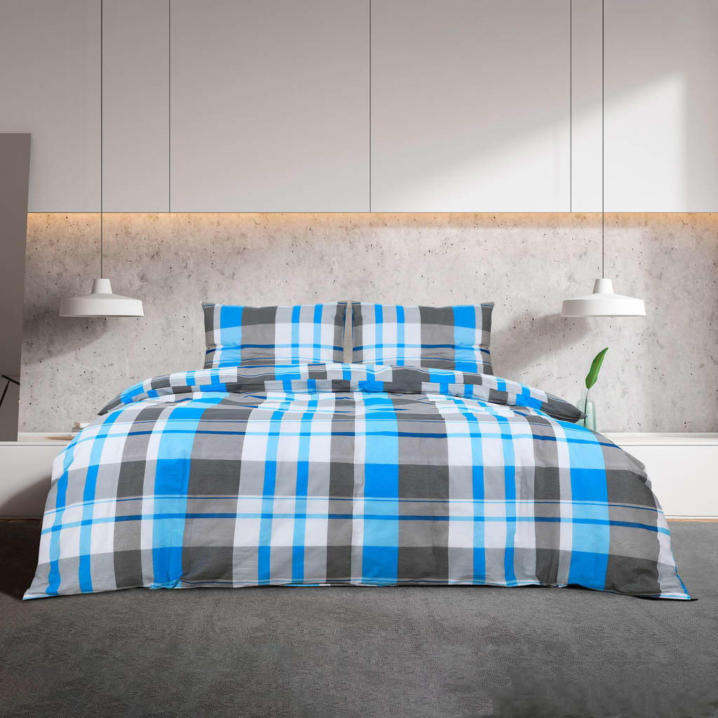 Dekbedovertrekset 200x220 cm katoen blauw en grijs is nu te koop bij PeponiXL, paradijselijk wonen!