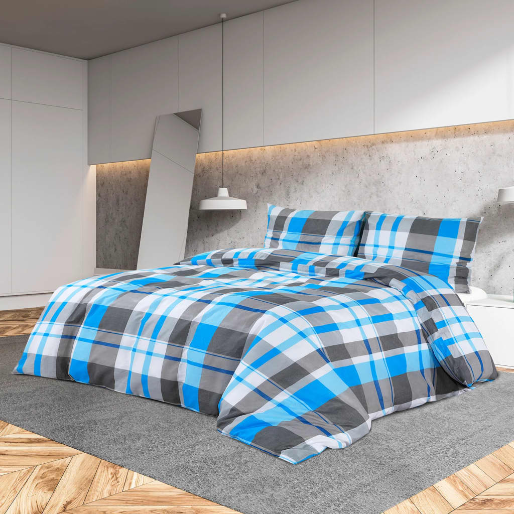 Dekbedovertrekset 200x220 cm katoen blauw en grijs is nu te koop bij PeponiXL, paradijselijk wonen!