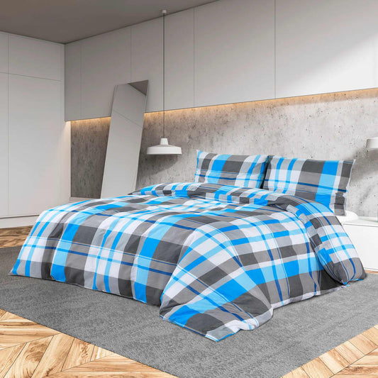 Dekbedovertrekset 200x220 cm katoen blauw en grijs is nu te koop bij PeponiXL, paradijselijk wonen!
